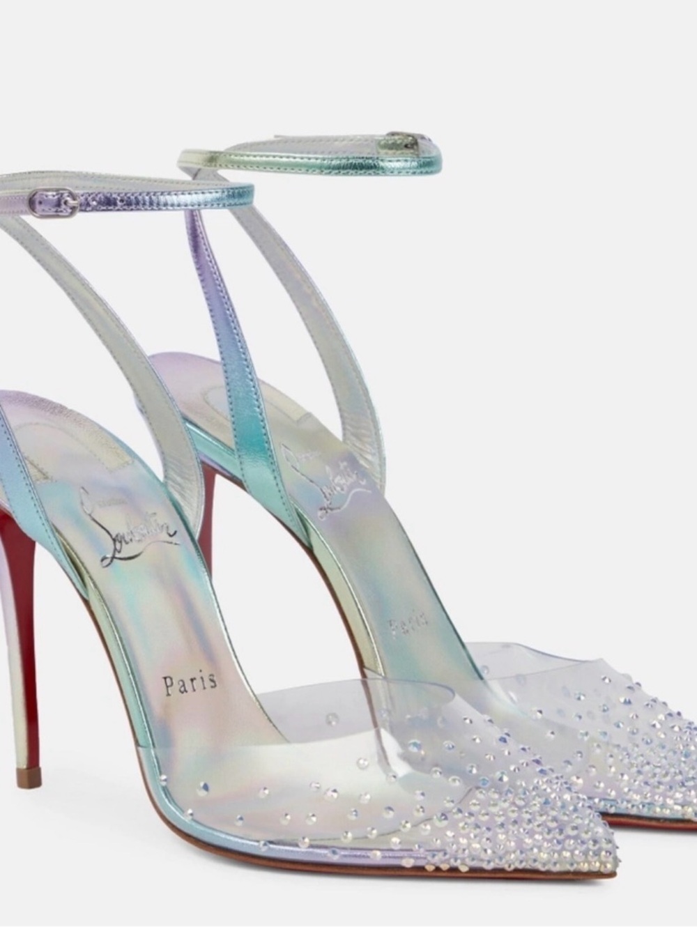 Christian Louboutin Crystal Pointed Toe Slingback - Vera Multicolor - 7.5
